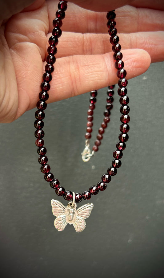 Miss Garnet Butterfly Necklace