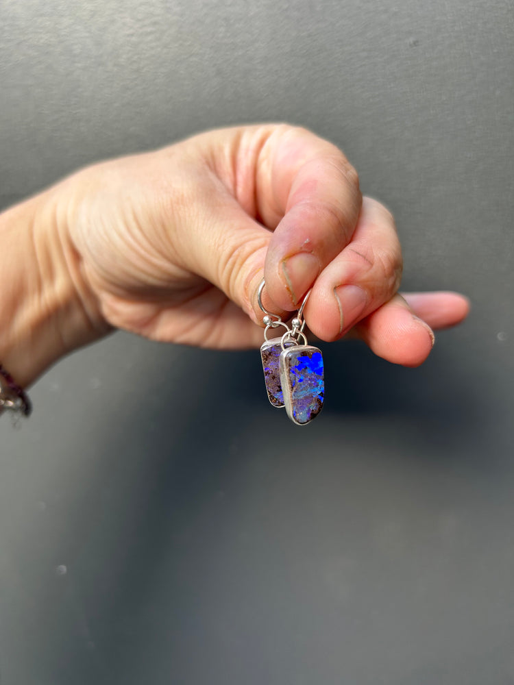 Blue Beauty boulder opal earrings