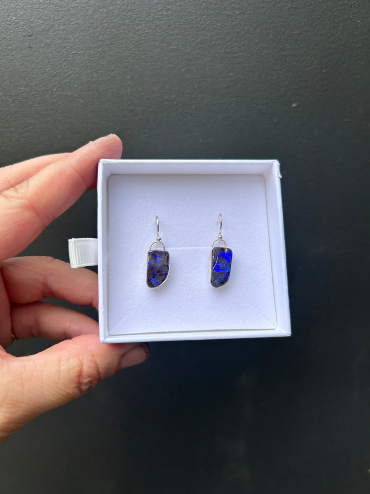 Blue Beauty boulder opal earrings